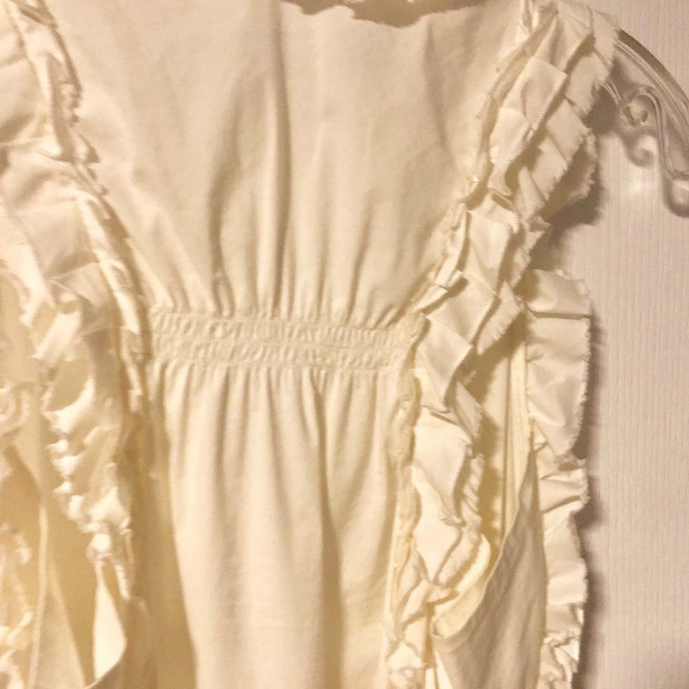 BCBGMaxAzria White Ruffle Pretty Blouse - Picture 9 of 10